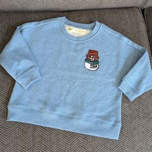 NWOT Monica + Andy Embroidered Snowman Sweatshirt Organic Cotton 12-18 Months